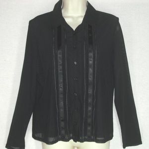 Style & Co blouse Nylon Mesh Pleated Ribbon Front